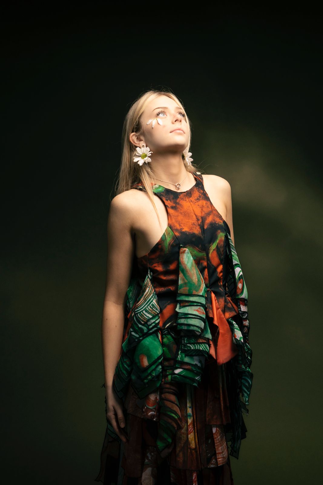 Printed dress, looking up — Under the Same Spell